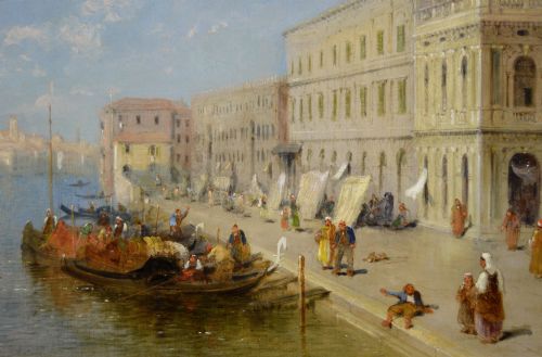 VENETIAN TOWNSCAPE OIL PAINTING OF THE DOGANA WITH SANTA MARIA DELLA SALUTE FROM THE MOLO BY JANE VIVIAN - ADDITIONAL PHOTO 2