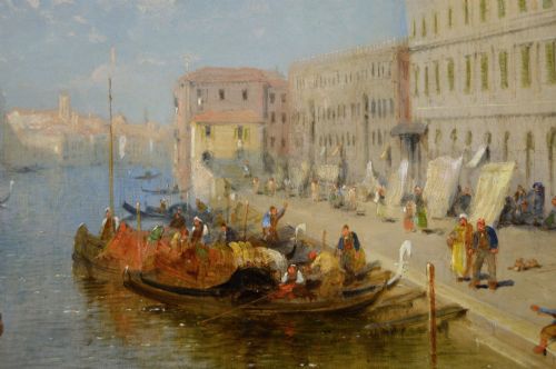 VENETIAN TOWNSCAPE OIL PAINTING OF THE DOGANA WITH SANTA MARIA DELLA SALUTE FROM THE MOLO BY JANE VIVIAN - ADDITIONAL PHOTO 5