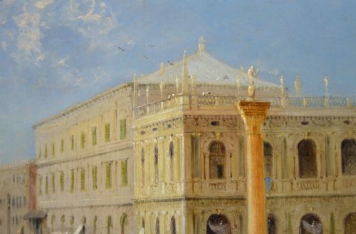VENETIAN TOWNSCAPE OIL PAINTING OF THE DOGANA WITH SANTA MARIA DELLA SALUTE FROM THE MOLO BY JANE VIVIAN - ADDITIONAL PHOTO 7