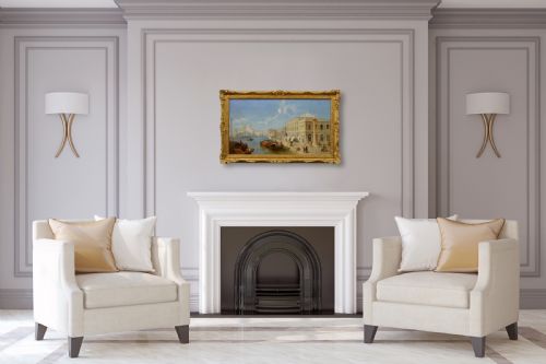 VENETIAN TOWNSCAPE OIL PAINTING OF THE DOGANA WITH SANTA MARIA DELLA SALUTE FROM THE MOLO BY JANE VIVIAN - ADDITIONAL PHOTO 11
