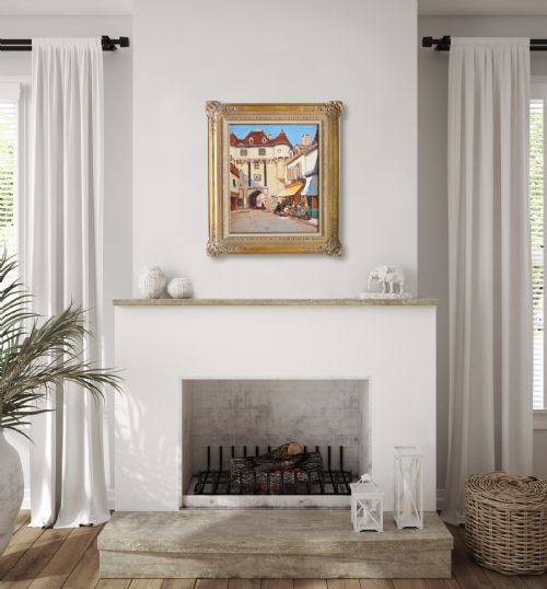 TOWNSCAPE OIL PAINTING OF SEMUR FRANCE BY LETITIA MARION HAMILTON - ADDITIONAL PHOTO 8
