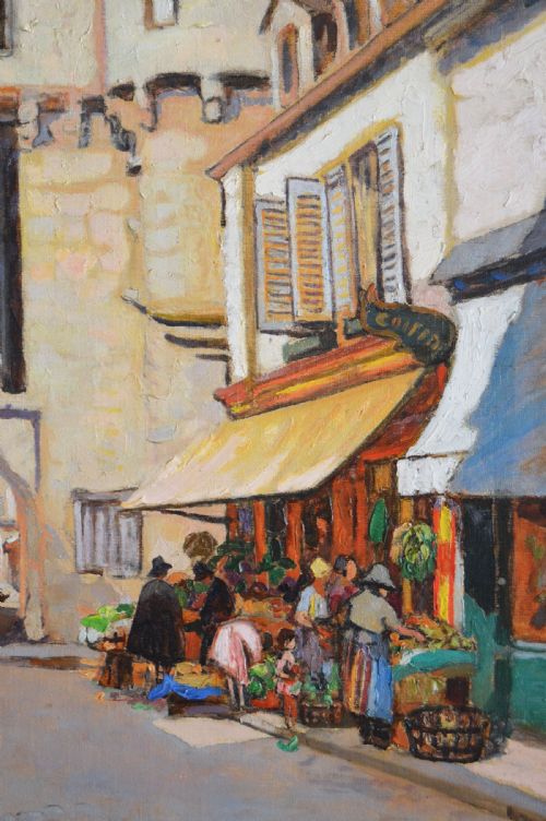 TOWNSCAPE OIL PAINTING OF SEMUR FRANCE BY LETITIA MARION HAMILTON - ADDITIONAL PHOTO 3