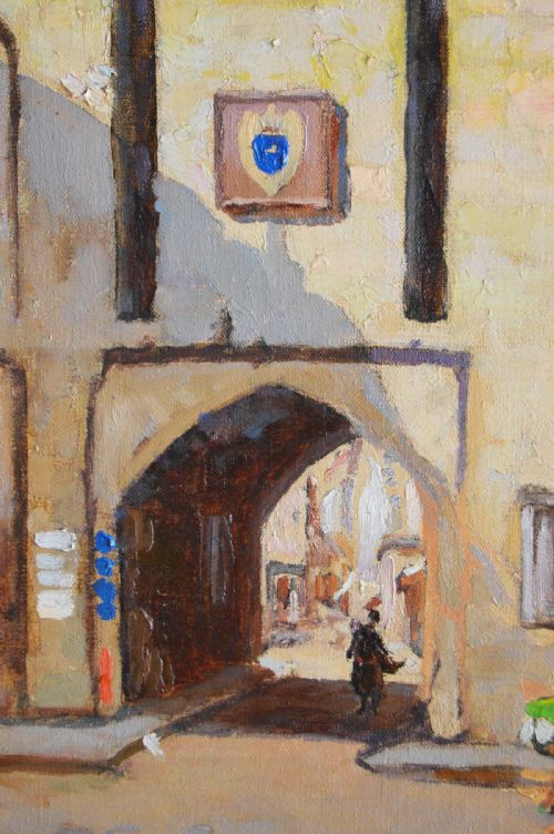 TOWNSCAPE OIL PAINTING OF SEMUR FRANCE BY LETITIA MARION HAMILTON - ADDITIONAL PHOTO 4
