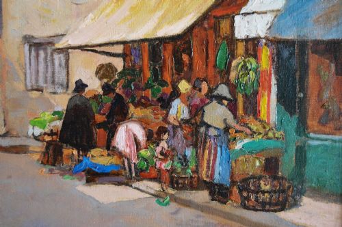 TOWNSCAPE OIL PAINTING OF SEMUR FRANCE BY LETITIA MARION HAMILTON - ADDITIONAL PHOTO 5