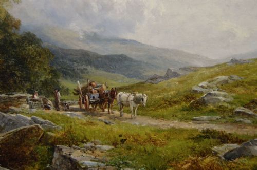 WELSH LANDSCAPE OIL PAINTING OF FIGURES NEAR THE RIVER GLASLYN BY DAVID BATES - ADDITIONAL PHOTO 2