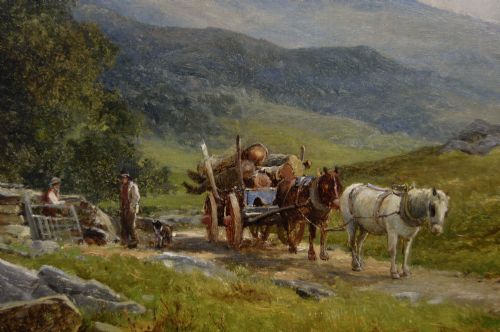 WELSH LANDSCAPE OIL PAINTING OF FIGURES NEAR THE RIVER GLASLYN BY DAVID BATES - ADDITIONAL PHOTO 3