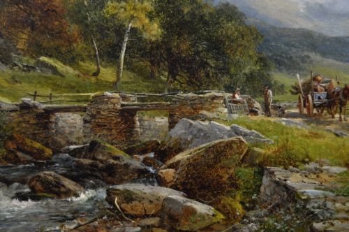 WELSH LANDSCAPE OIL PAINTING OF FIGURES NEAR THE RIVER GLASLYN BY DAVID BATES - ADDITIONAL PHOTO 4