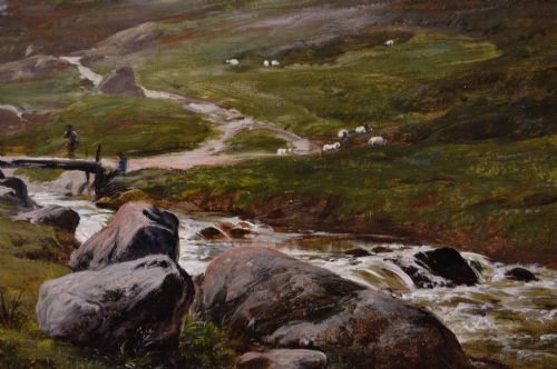 LANDSCAPE OIL PAINTING OF CATTLE AT GRIZEDALE PIKE IN THE LAKE DISTRICT BY SIDNEY RICHARD PERCY - ADDITIONAL PHOTO 3