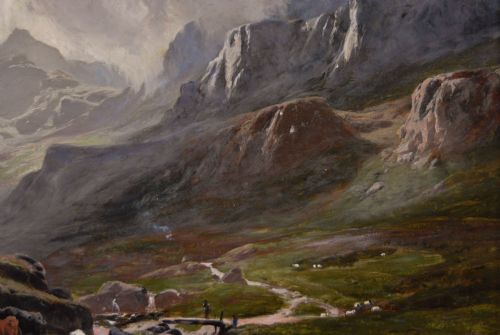 LANDSCAPE OIL PAINTING OF CATTLE AT GRIZEDALE PIKE IN THE LAKE DISTRICT BY SIDNEY RICHARD PERCY - ADDITIONAL PHOTO 5