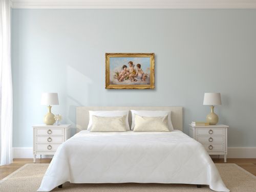 GENRE OIL PAINTING OF CHERUBS WITH FLOWERS BY CHARLES AUGUSTUS HENRY LUTYENS - ADDITIONAL PHOTO 7