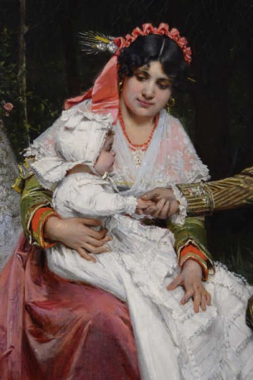 HISTORICAL ITALIAN GENRE SCENE OF A WOMAN BABY SAT NEXT TO A GENTLEMAN BY WILLEM JOHANNES MARTENS - ADDITIONAL PHOTO 3