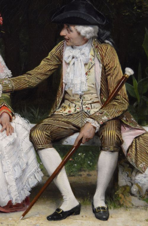 HISTORICAL ITALIAN GENRE SCENE OF A WOMAN BABY SAT NEXT TO A GENTLEMAN BY WILLEM JOHANNES MARTENS - ADDITIONAL PHOTO 5