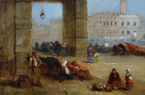 VENETIAN TOWNSCAPE OIL PAINTING OF THE DOGE'S PALACE FROM THE DOGANA BY JANE VIVIAN - ADDITIONAL PHOTO 2