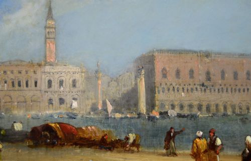VENETIAN TOWNSCAPE OIL PAINTING OF THE DOGE'S PALACE FROM THE DOGANA BY JANE VIVIAN - ADDITIONAL PHOTO 5