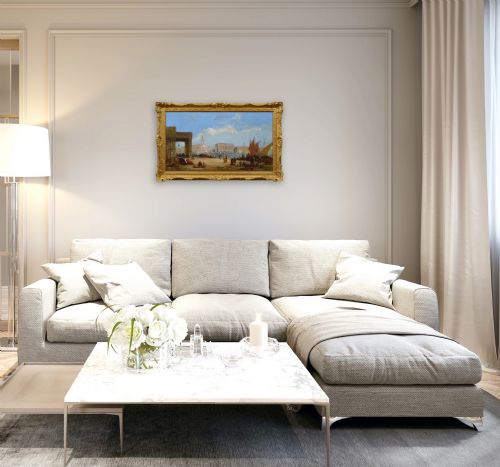 VENETIAN TOWNSCAPE OIL PAINTING OF THE DOGE'S PALACE FROM THE DOGANA BY JANE VIVIAN - ADDITIONAL PHOTO 9