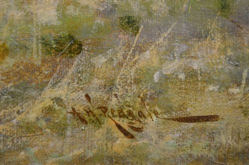 LANDSCAPE OIL PAINTING OF GEESE IN A NOTTINGHAMSHIRE CORNFIELD BY ARTHUR WALKER REDGATE - ADDITIONAL PHOTO 3