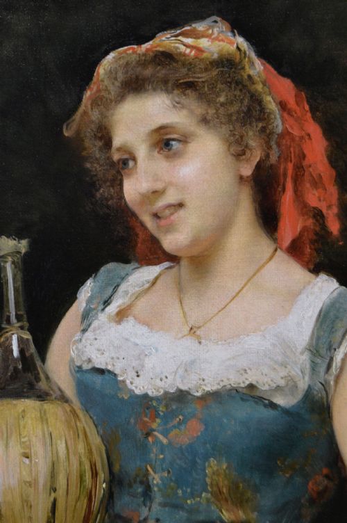 PAIR OF PORTRAIT OIL PAINTINGS OF ITALIAN WOMEN BY FEDERICO ANDREOTTI - ADDITIONAL PHOTO 7