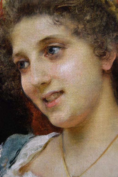PAIR OF PORTRAIT OIL PAINTINGS OF ITALIAN WOMEN BY FEDERICO ANDREOTTI - ADDITIONAL PHOTO 8