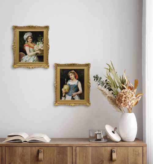 PAIR OF PORTRAIT OIL PAINTINGS OF ITALIAN WOMEN BY FEDERICO ANDREOTTI - ADDITIONAL PHOTO 13