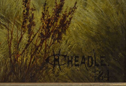 LANDSCAPE ANIMAL OIL PAINTING OF CATTLE AT A RIVER BY HENRY CHEADLE - ADDITIONAL PHOTO 5