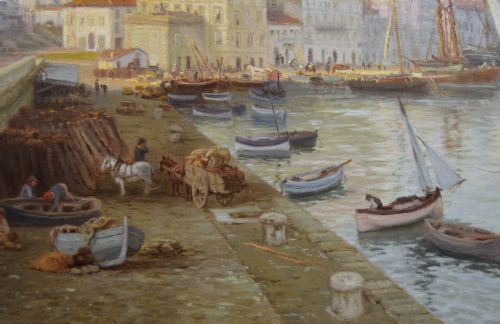 COASTAL TOWNSCAPE OIL PAINTING OF CANNES FRANCE BY EDWARD HENRY HOLDER - ADDITIONAL PHOTO 3