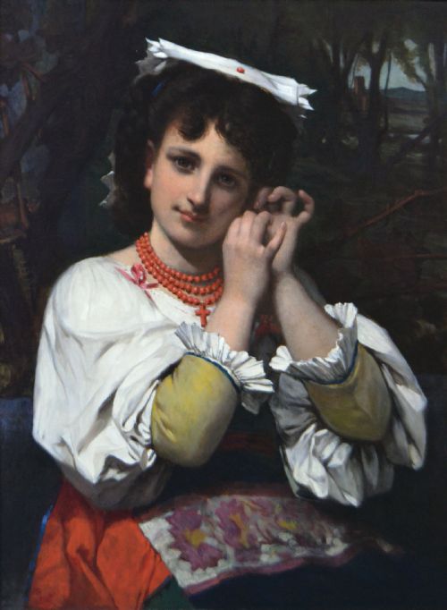 GENRE PORTRAIT OF AN ITALIAN WOMAN BY PIERRE LOUIS JOSEPH DE CONINCK - ADDITIONAL PHOTO 1