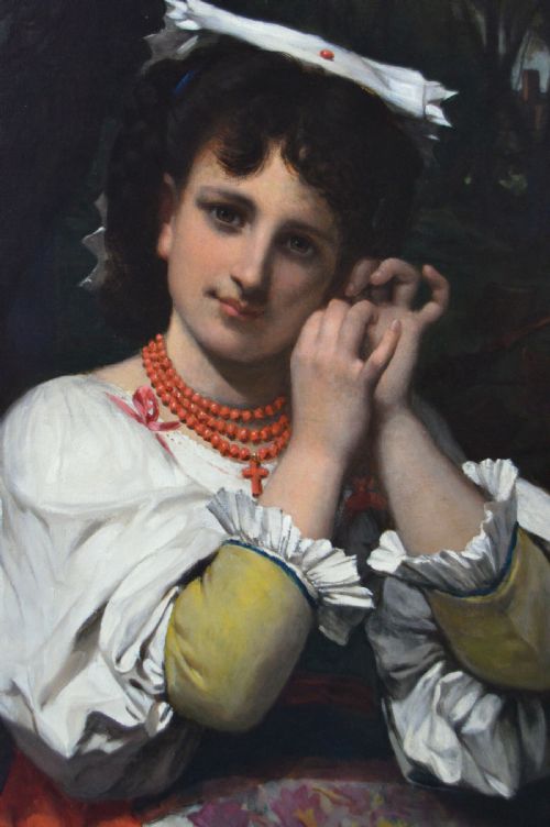 GENRE PORTRAIT OF AN ITALIAN WOMAN BY PIERRE LOUIS JOSEPH DE CONINCK - ADDITIONAL PHOTO 2