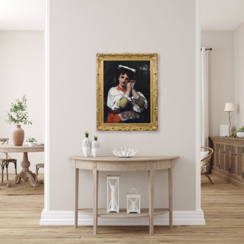 GENRE PORTRAIT OF AN ITALIAN WOMAN BY PIERRE LOUIS JOSEPH DE CONINCK - ADDITIONAL PHOTO 7