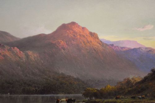 SCOTTISH HIGHLAND LANDSCAPE OIL PAINTING OF A LOCH AT SUNSET BY ALFRED DE BREANSKI SNR - ADDITIONAL PHOTO 2