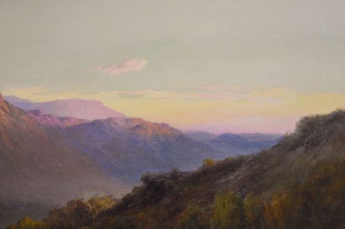 SCOTTISH HIGHLAND LANDSCAPE OIL PAINTING OF A LOCH AT SUNSET BY ALFRED DE BREANSKI SNR - ADDITIONAL PHOTO 6