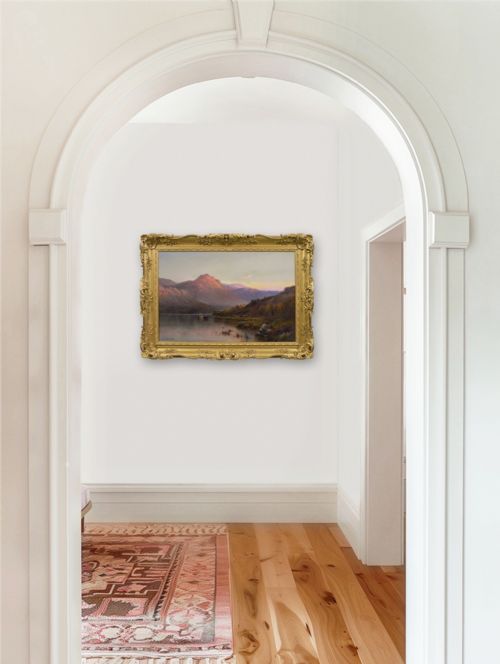 SCOTTISH HIGHLAND LANDSCAPE OIL PAINTING OF A LOCH AT SUNSET BY ALFRED DE BREANSKI SNR - ADDITIONAL PHOTO 9