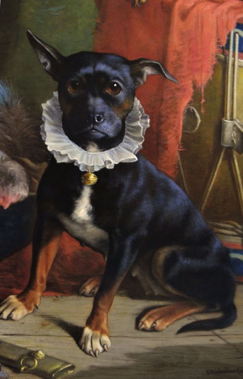 DOG PORTRAIT OIL PAINTING OF TWO SHOW DOGS BY VALENTINE THOMAS GARLAND - ADDITIONAL PHOTO 2