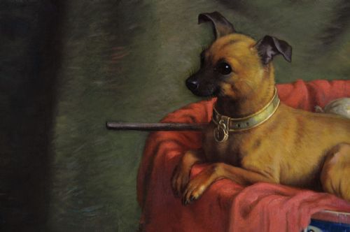 DOG PORTRAIT OIL PAINTING OF TWO SHOW DOGS BY VALENTINE THOMAS GARLAND - ADDITIONAL PHOTO 4