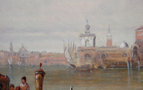TOWNSCAPE OIL PAINTING OF THE SANTA MARIA DELLA SALUTE VENICE BY ALFRED POLLENTINE - ADDITIONAL PHOTO 4