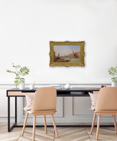 TOWNSCAPE OIL PAINTING OF THE SANTA MARIA DELLA SALUTE VENICE BY ALFRED POLLENTINE - ADDITIONAL PHOTO 7