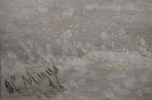 COACHING OIL PAINTING OF A STAGECOACH CAUGHT IN A SNOWSTORM BY JOHN CHARLES MAGGS - ADDITIONAL PHOTO 5