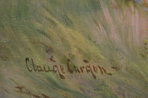 ANIMAL OIL PAINTING OF CALVES DUCKS AT A RIVER BY CLAUDE CARDON - ADDITIONAL PHOTO 4