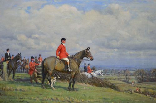 SPORTING OIL PAINTING OF HUNTERS HOUNDS BY JOHN SANDERSONWELLS - ADDITIONAL PHOTO 1