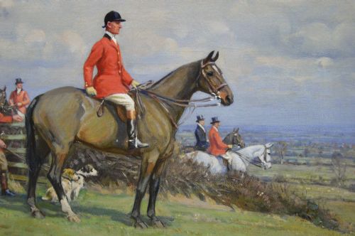 SPORTING OIL PAINTING OF HUNTERS HOUNDS BY JOHN SANDERSONWELLS - ADDITIONAL PHOTO 2