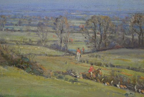 SPORTING OIL PAINTING OF HUNTERS HOUNDS BY JOHN SANDERSONWELLS - ADDITIONAL PHOTO 4