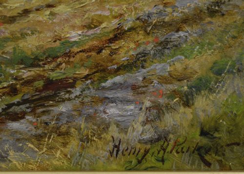 LANDSCAPE OIL PAINTING OF FIGURES HARVESTING NEAR HASTINGS BY HENRY H PARKER - ADDITIONAL PHOTO 3