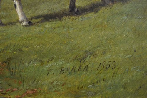 LANDSCAPE OIL PAINTING OF CATTLE NEXT TO THE RIVER LEAM BY THOMAS BAKER OF LEAMINGTON - ADDITIONAL PHOTO 6