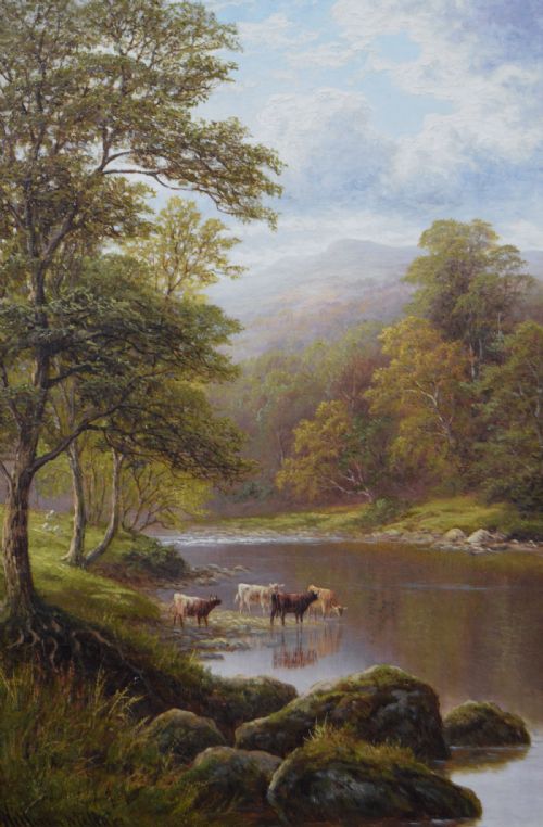 PAIR OF LANDSCAPE OIL PAINTINGS OF THE RIVER WHARFE NEAR BOLTON WOODS BY WILLIAM MELLOR - ADDITIONAL PHOTO 5