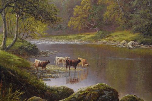 PAIR OF LANDSCAPE OIL PAINTINGS OF THE RIVER WHARFE NEAR BOLTON WOODS BY WILLIAM MELLOR - ADDITIONAL PHOTO 6