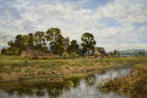 LANDSCAPE OIL PAINTING OF THE RIVER SEVERN BELOW WORCESTER BY BENJAMIN WILLIAMS LEADER RA - ADDITIONAL PHOTO 1