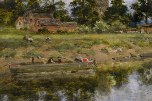 LANDSCAPE OIL PAINTING OF THE RIVER SEVERN BELOW WORCESTER BY BENJAMIN WILLIAMS LEADER RA - ADDITIONAL PHOTO 4