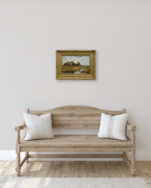LANDSCAPE OIL PAINTING OF THE RIVER SEVERN BELOW WORCESTER BY BENJAMIN WILLIAMS LEADER RA - ADDITIONAL PHOTO 8