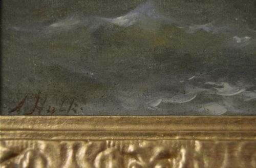 SEASCAPE OIL PAINTING OF SAILING BOATS OFF THE DUTCH COAST BY ABRAHAM HULK SNR - ADDITIONAL PHOTO 6