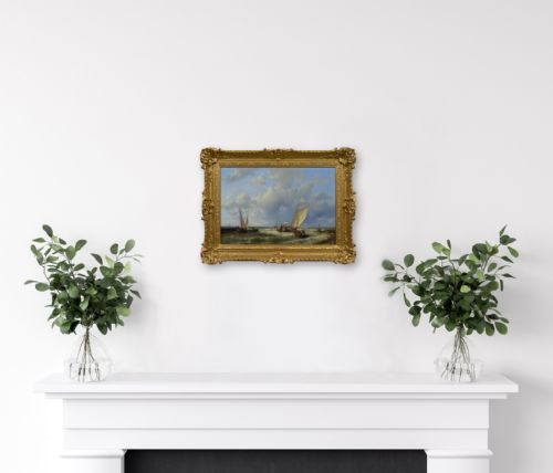 SEASCAPE OIL PAINTING OF SAILING BOATS OFF THE DUTCH COAST BY ABRAHAM HULK SNR - ADDITIONAL PHOTO 8