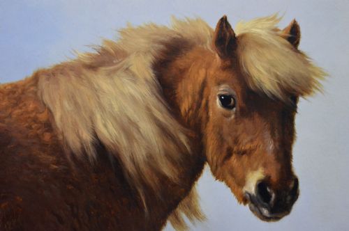 LANDSCAPE OIL PAINTING OF A PONY WITH SHEEP NEAR A COAST BY EUGENE JOSEPH VERBOECKHOVEN - ADDITIONAL PHOTO 3